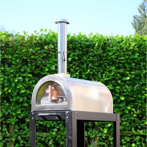 Full Stainless Steel Green Machine (No stand) Outdoor Stainless Steel Stone Base Pizza Oven, Garden Oven, Smoker, BBQ